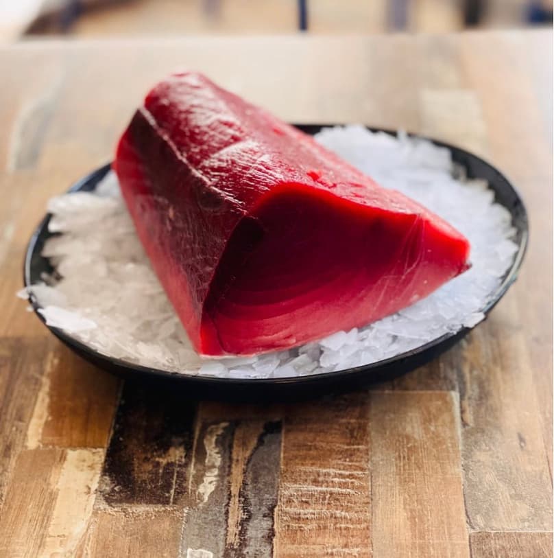 Bluefin tuna loin on ice